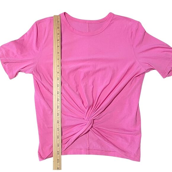 Lululemon Crescent Tee Sonic Pink Twist Front Crop Pima Cotton - Picture 9 of 9